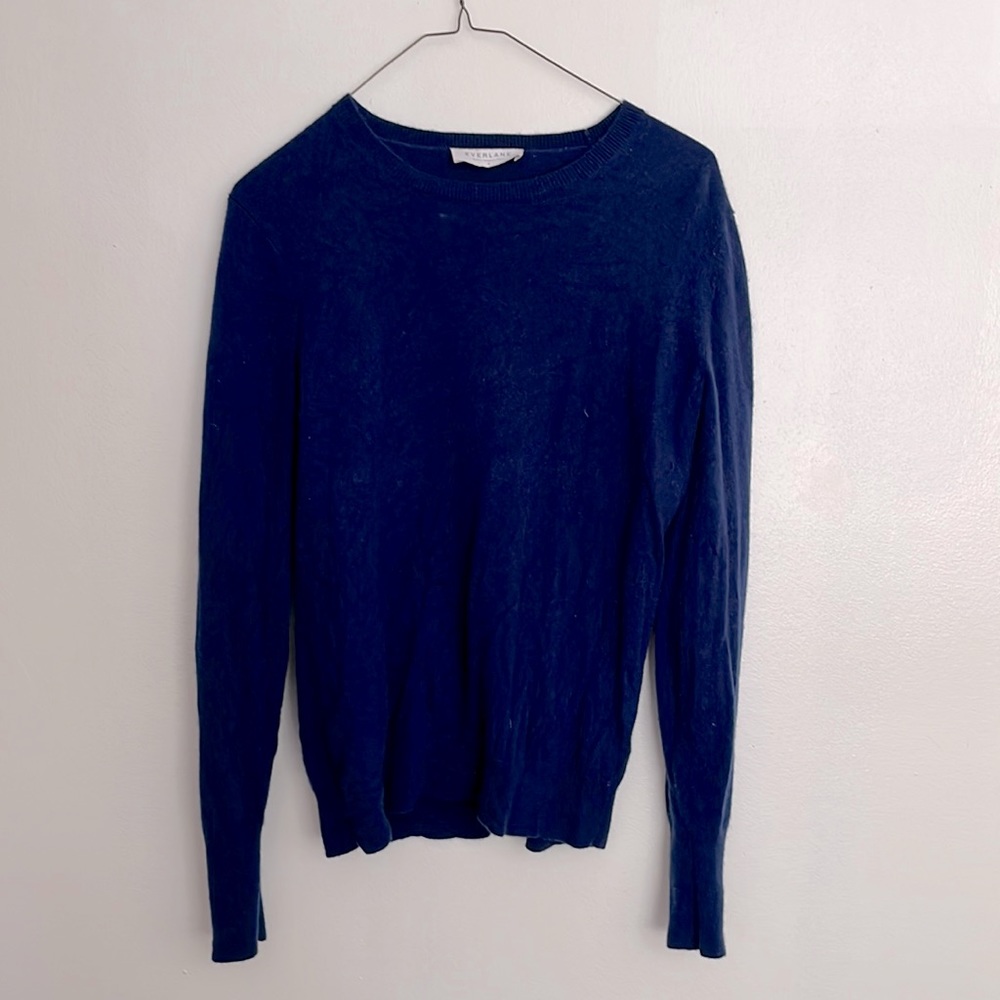Everlane Blue Cashmere Crew Neck Sweater